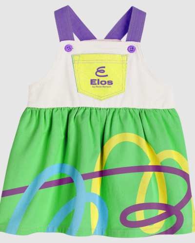 Vestido Jardineira Estampado (do maternal ao Pré II)